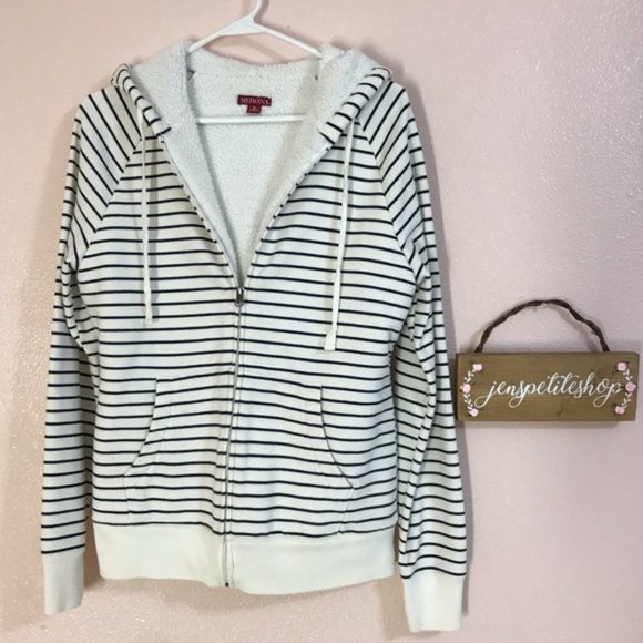 Merona off white black striped sherpa lined jacket - Picture 1 of 3